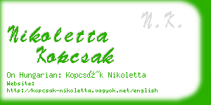 nikoletta kopcsak business card